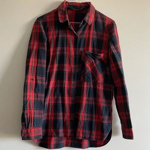 ZARA Red Plaid Button Up